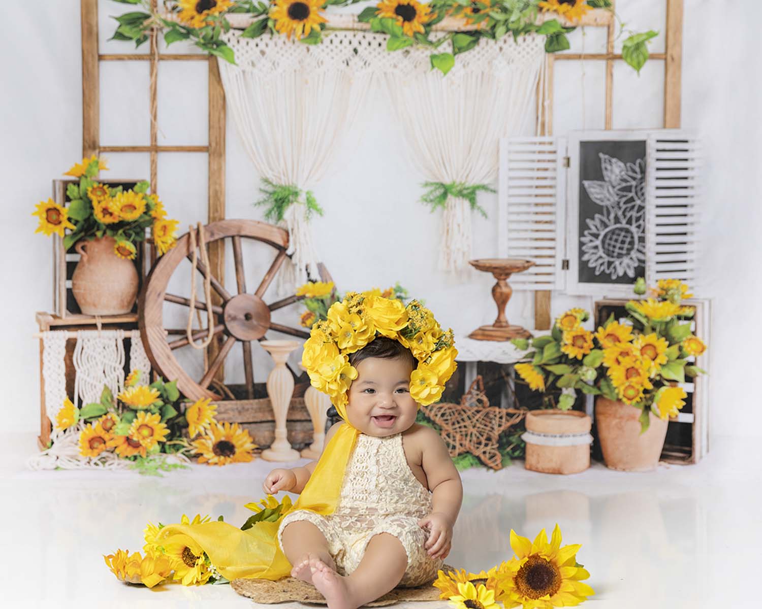 Sunflower Window Theme for Cake Smash - YanetLar Photographer