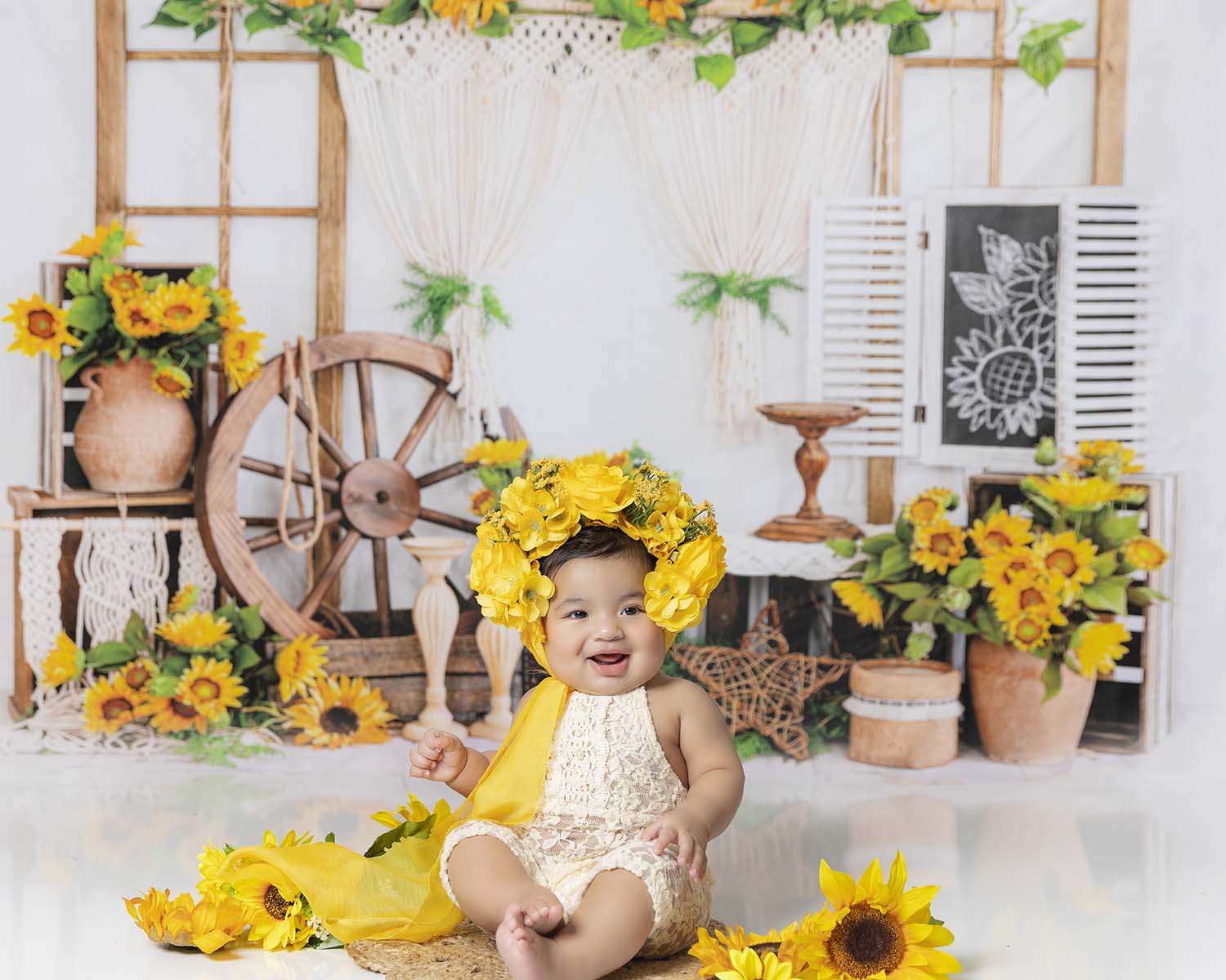 Sunflower Window Theme for Cake Smash - YanetLar Photographer